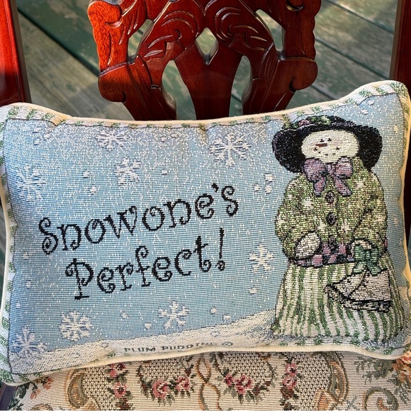 Snowone's Perfect Plum Pudding 12" x 8" Tapestry Word Pillow - Picture 1 of 6